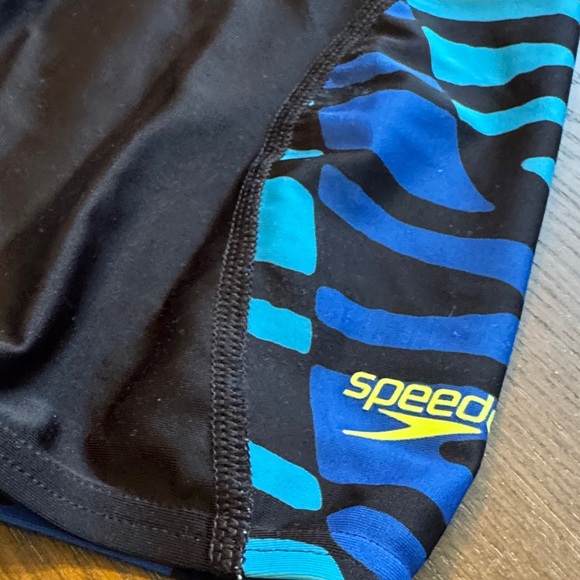 Speedo Black Swim Shorts with Blue Stripes - Picture 3 of 8